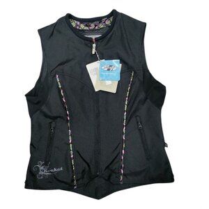 NWT Joe Rocket Black Paisley Accent Zippered Pockets Riding Vest Women's Size M